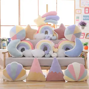 クリエイティブピロースタームーンレインボー縁起の良い雲の形をした家のぬいぐるみ枕装飾子供のための枕を投げる