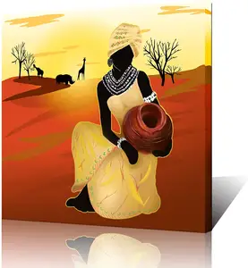 Femme africaine Toile Wall Art Imprimer Tribal Art Décor Photo Peintures Décor Œuvre pour Chambre Home Office Encadrée Prêt à accrocher