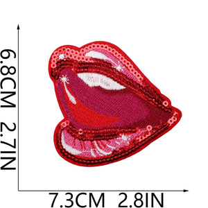Parches Bordados con Lentejuelas Mini de la Serie Labios Rojos Sexys con Diseños Mixtos de Sarga, Cereza y Fresa, Termoadhesivos para Sombreros y Ropa - Product Image 5