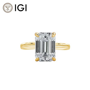 Anillo de Compromiso Solitario de Diamante Cultivado <span class=keywords><strong>en</strong></span> Laboratorio con Corte Esmeralda <span class=keywords><strong>en</strong></span> Oro Sólido de 14K, Color E, Certificado IGI, Unisex, HUA CAN - Product Image 1