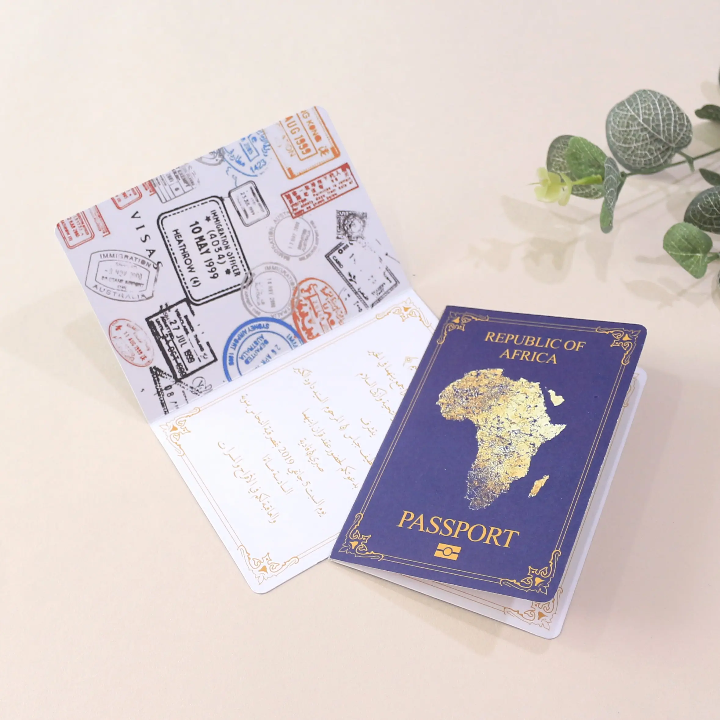 Personalized Africa custom design luxury wedding invitation cards purple passport wedding invitations For Wedding