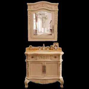 Meuble de salle de bain de style européen en chêne rouge antique, meuble-lavabo américain en bois <span class=keywords><strong>massif</strong></span> avec vasque en céramique et miroir - Product Image 5