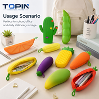 Trousse à crayons en silicone en forme de fruits et légumes, avec fermeture éclair, pour enfants, vente en gros