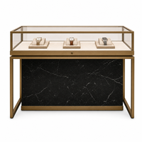 Vitrine à bijoux portable avec éclairage LED, luxe moderne, bois massif, finition foncée