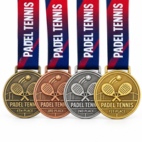 Médaille personnalisée en alliage de zinc, or, argent, cuivre, pour compétition sportive, souvenir, médaille 3D personnalisée de padel-tennis