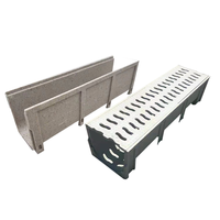 Caniveau de drainage extérieur en PVC pour salle de bain, gouttière en résine, drain linéaire préfabriqué en forme de U, couvercle en béton polymère EN1433