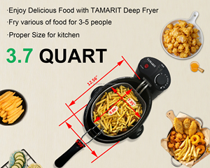 Appareil de cuisine, <span class=keywords><strong>friteuse</strong></span> électrique en acier inoxydable de 3,5 L avec panier, protection contre la surchauffe et contrôle de la température pour un usage domestique - Product Image 2