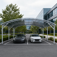 Auvent de stationnement en aluminium, abri de voiture, toit en arche, panneaux translucides |   Abri de voiture multi-emplacements le plus vendu pour bureaux, hôtels et commerces
