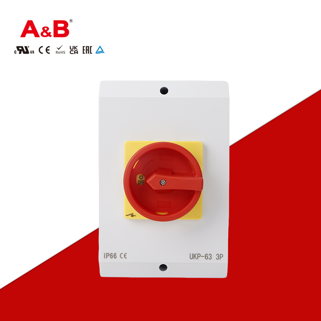A&B UKP 3/4-Pole 16A AC Electric Isolator Disconnect Switch Low Voltage Double Pole Rotary Switch IP65 Rated 230V-440V