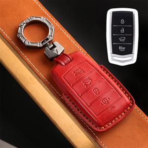 Funda de cuero para llave de coche de 4 botones Fob para <span class=keywords><strong>Hyundai</strong></span> <span class=keywords><strong>Genesis</strong></span> G70 G80 <span class=keywords><strong>G90</strong></span> 2017 2018 2019 <span class=keywords><strong>2020</strong></span> Protector de llave - Product Image 4