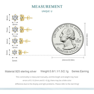 925 Sterling Silver Shiny Zircon Stud Earrings Six Prongs Design Small <strong>Rose</strong> <strong>Gold</strong> <strong>Hoop</strong> for Women Wedding Fine Jewelry Gift BSE615 - Product Image 6