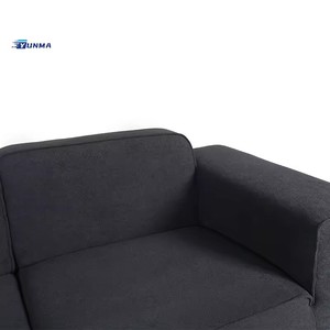 Canapé modulaire minimaliste en velours côtelé noir compressé, 3 pièces, écologique, adapté aux écoles, mousse haute résilience - Product Image 4