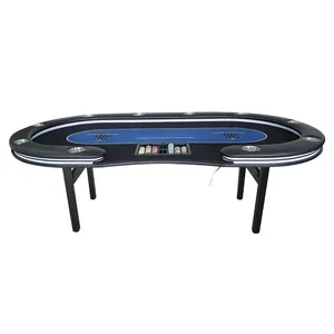 Casino individuelles blaues Wildleder-Tischdeckel Mehrspiele-Pokertisch 8 Fuß 6 bis 10 Spieler Spieltisch für Pokerzimmer