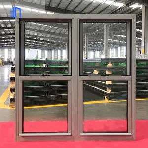 Zonron jendela Aluminium penahan panas, penjualan laris Amerika Aluminium menggantung ganda kaca besar jendela kedap suara jendela selempang Aluminium