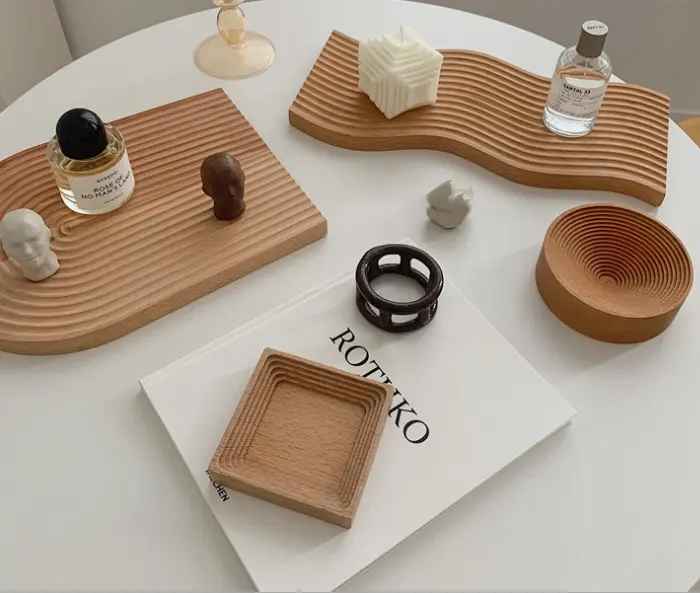 Nordic Desktop Decorative wooden tray Cake Storage Tray wooden coffee tea Bread food dinner serving trays