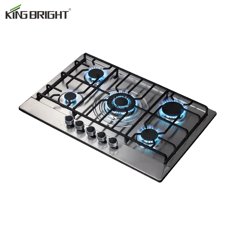 China Gas hob manufacturers 5 burner gas stove LPG/NG kitchen cooker stainless steel 5 burner Household Gas Cooker