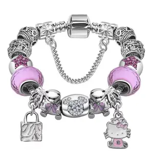 Ebay Latest kid girls spring ankle bracelets with charms bracelet kitty bracelets