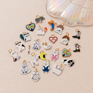 สัตว์ประหลาดแสนน่าทึ่ง |   จี้เคลือบทอง 18K ทำจากทองเหลืองเคลือบเงาสำหรับทำเครื่องประดับ |   จี้รูปแมว ลายม้าลาย และสุนัข วาดด้วยมือ - Product Image 3