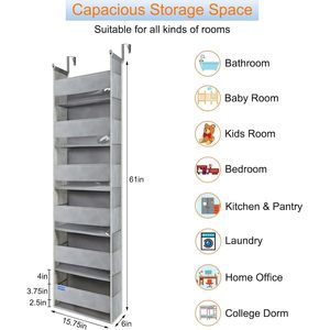 Over The Door Organizer 6 <b>Shelves</b> 12 Pockets Heavy Duty Hanging Storage For Behind Doors And Walls - Product Image 6