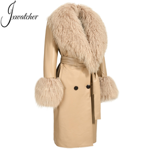 Ingrosso cappotto <span class=keywords><strong>in</strong></span> <span class=keywords><strong>vera</strong></span> <span class=keywords><strong>pelle</strong></span> di pecora a doppio petto collo di pelliccia mongolia autunno con risvolto <span class=keywords><strong>Trench</strong></span> <span class=keywords><strong>in</strong></span> <span class=keywords><strong>vera</strong></span> <span class=keywords><strong>pelle</strong></span> cappotti con pelliccia per le signore - Product Image 2