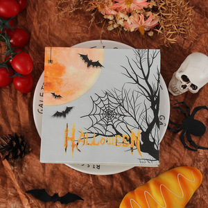 New Halloween bat-patterned holiday-specific napkins, made from virgin wood pulp, double-layered, thickened, small pack, - Product Image 2