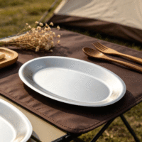 Plateau de service ovale plat en acier inoxydable doré FLEY, motif uni, moderne et minimaliste, vaisselle polyvalente pour plats vapeur