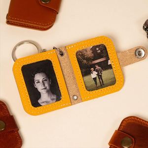 Fashionable Pu Leather Frame Keychain Portable Picture Holder and <b>Key</b> <b>Ring</b> <b>Bag</b> Charm Diy Photo Pendant Gift for Lovers - Product Image 6