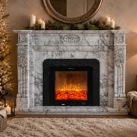 Chimenea Eléctrica de Mármol Blanco Personalizada de Fábrica, con Marco Tallado Europeo, Relieve Floral, Independiente, para Villa de Lujo