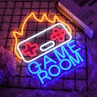 Lampu Neon LED Kustom Bentuk Gamepad Api untuk Dekorasi Warnet, Cocok untuk Ruang Game Esport Profesional