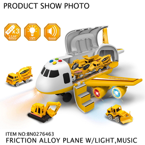 Avión de Juguete Educativo Transformable con 3 Coches de Construcción de Aleación, Accionamiento por Fricción, Luces y Música para Niños - Product Image 6