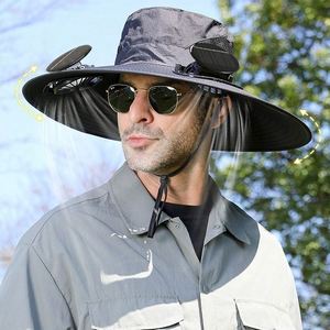 Chapeau Bob à Large Bord avec Ventilateur Solaire Intégré pour la Pêche et la Randonnée – Protection Solaire Extérieure – Idéal Cadeau Fête des Pères – Nouvelle Collection - Product Image 1
