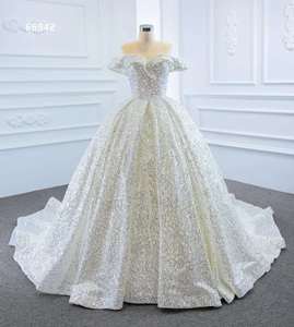 Princesse Robes <span class=keywords><strong>De</strong></span> Bal Hors Épaule Paillettes Ivoire Big Ball <span class=keywords><strong>Robe</strong></span> <span class=keywords><strong>De</strong></span> Mariée - Product Image 1