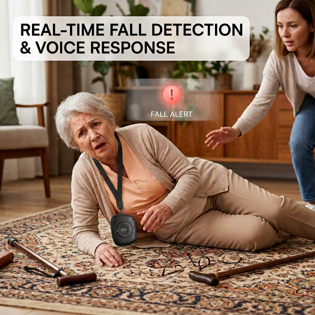 4G IP67 Waterproof GPS LBS Auto Fall Detection Alert Dialer Simple SOS Panic Button for Personal Use for Alzheimer's Disabled