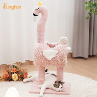 Kinghon Meubles pour animaux de compagnie au design flamant rose, arbre à chat en carton écologique avec griffoirs en sisal, jouets de griffonnage préférés des chats