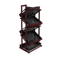 Multifunctionele Metalen Houten Wijn Fruit Groente Display Plank Licht Duty Plastic Supermarkt Rack Voor Kruidenierswinkel
