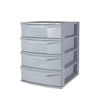 Pratika Unité de rangement empilable minimaliste à 4 tiroirs en PP gris 380x285x417mm Organisateur de bureau Gain de place pour la maison et le bureau