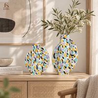 Vase à fleurs en céramique Jossin, art abstrait, motif pinceau coloré, vase décoratif, décoration minimaliste nordique pour la maison, centre de table
