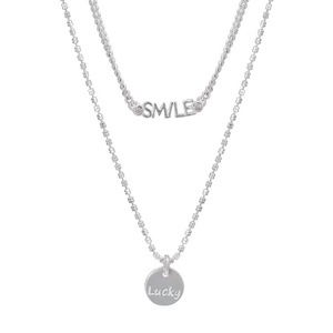 Collier double couche en argent sterling S925 avec pendentif rond lettre pour femme, chaîne minimaliste pour clavicule, bijou cadeau - Product Image 5