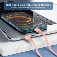 Cable de Carga Rápida HNT Colorido de 60W PD 3A, 2M, Cable de Datos Dual Multi USB-C para iPhone 15/16/17 y Laptop, Gran Venta
