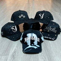 Casquettes de baseball à 5 panneaux avec strass, logo personnalisé en métal TPU haute fréquence, casquette à visière plate, casquettes snapback Gorras Barbas