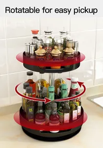 NISEVEN Hot Selling Multi Layer Lazy Susan Turntable Height Adjustable Seasoning Organizer Kitchen Pantry Plastic Spice Rack
