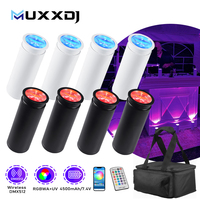 Projecteur LED Muxxdj Chroma Cannons 15W RGBAW UV 6-en-1 DMX512 à batterie rechargeable pour DJ, éclairage de scène et mariages