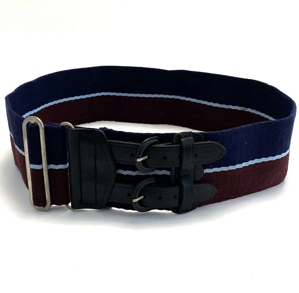 Woolen 67cm Blue white and Purple Stable Belt With Cowhide Leather and Iron Buckle For UK Market