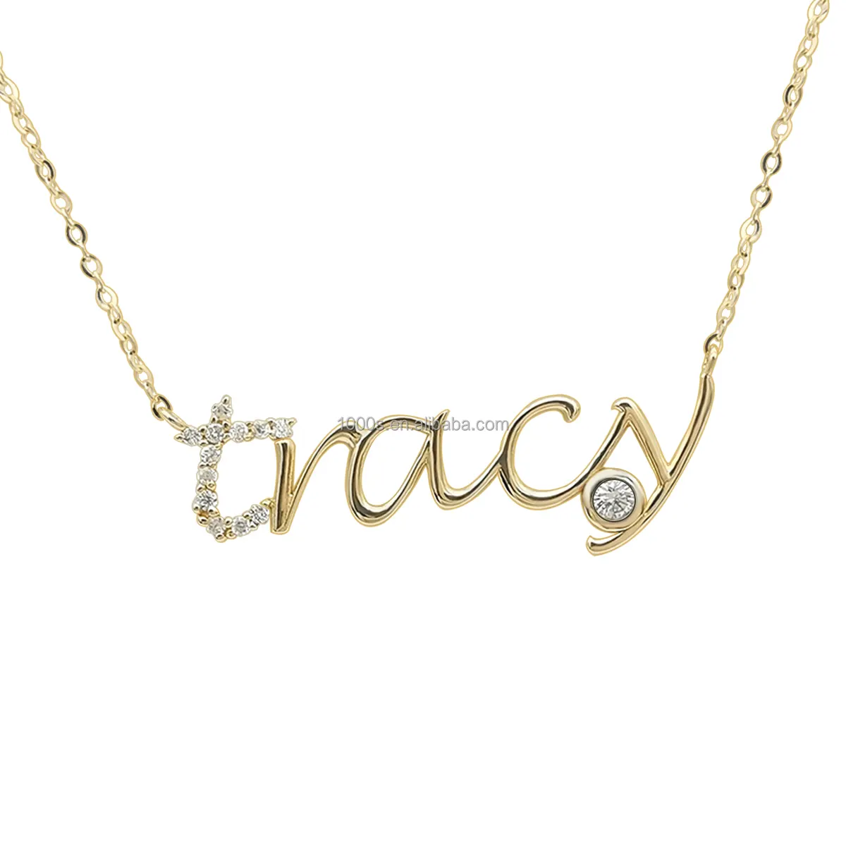 Fashion Unique Design Custom 9K 14K 18K Solid Gold Letter Name Chain Necklace Jewelry