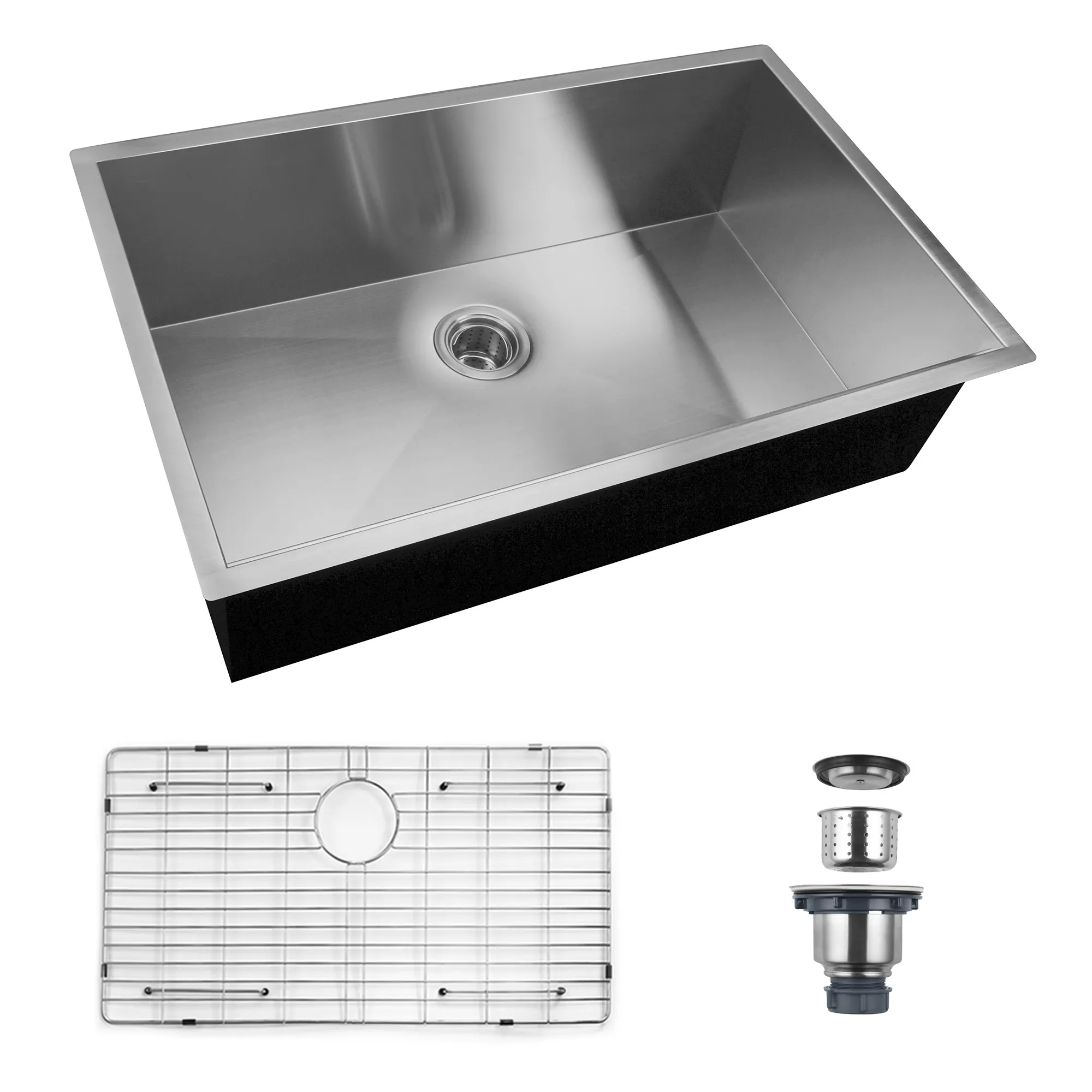 Modern Undermount 32 inch Single Bowl Handmade 304 Stainless Steel Kitchen Sink