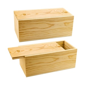 Blank Unfinished Natural Wooden Storage Box Case Container With Slide Lid Set Of 2 Pack For Gift,Diy Craft,Home Storage