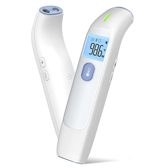 Smart Bluetooth Forehead Ear Thermometer Mobile App Sync and Memory Function for Family Health Tracking Electric Power Source