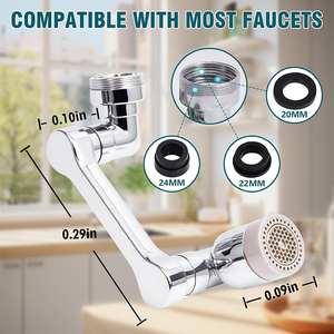 1440 °   Prolongateur de <span class=keywords><strong>Robinet</strong></span> d'Évier Pivotant Universel pour <span class=keywords><strong>Cuisine</strong></span>, Pulvérisateur 360° °   Aérateur d'évier rotatif avec extension pivotante pour <span class=keywords><strong>cuisine</strong></span>/salle de bain - Product Image 2