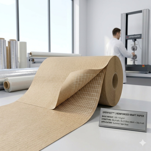 Ruban adhésif d'étanchéité pour carton OPERFECT 110g KSK renforcé, écologique, avec revêtement en <span class=keywords><strong>kraft</strong></span>, laminé, haute résistance, pour utilisation en extérieur en entrepôt - Product Image 1