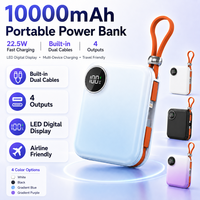 Batterie externe compacte 10000mAh 22.5W à charge rapide avec câbles USB-C intégrés, format poche, pour usage quotidien et voyage